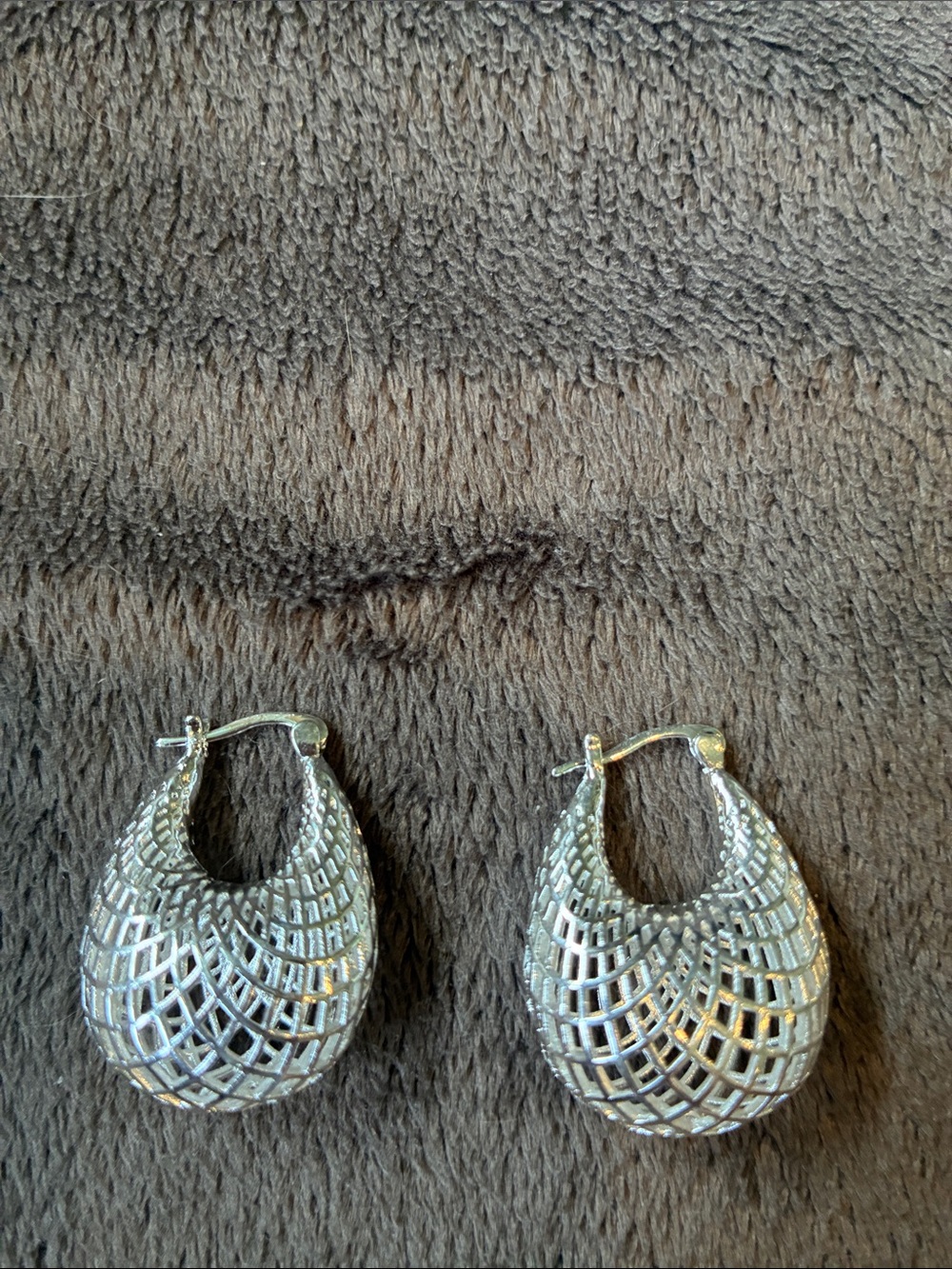 925 Silver Textured Hoop Earrings